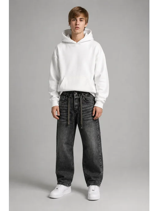 SALMON JEANS Джинсы широкие багги подростковые, серый, фото 6