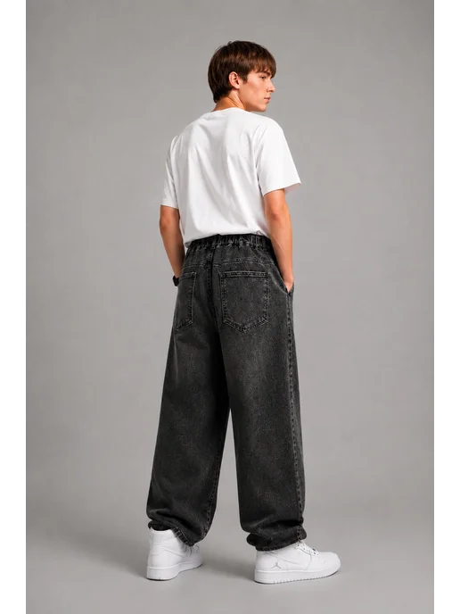 SALMON JEANS Джинсы широкие багги подростковые, серый, фото 7