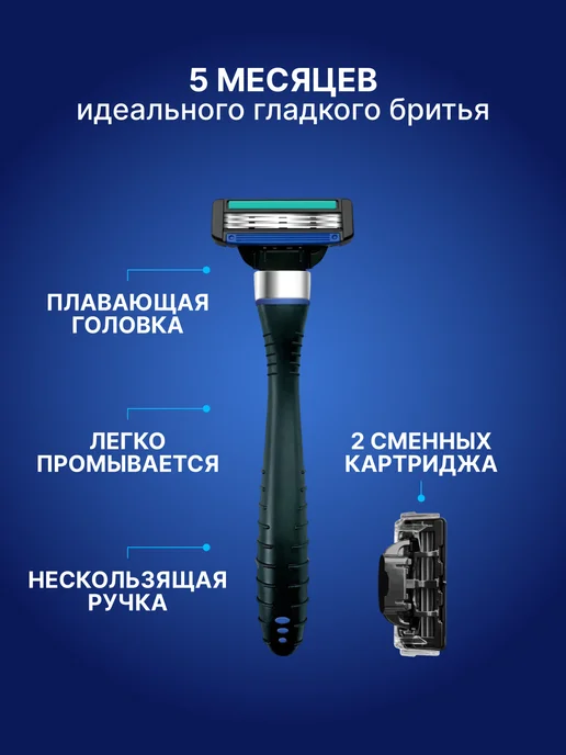 zollider Бритва мужская с 2 кассетами 3 лезвиями Evolution PRO, 2 шт, фото 3