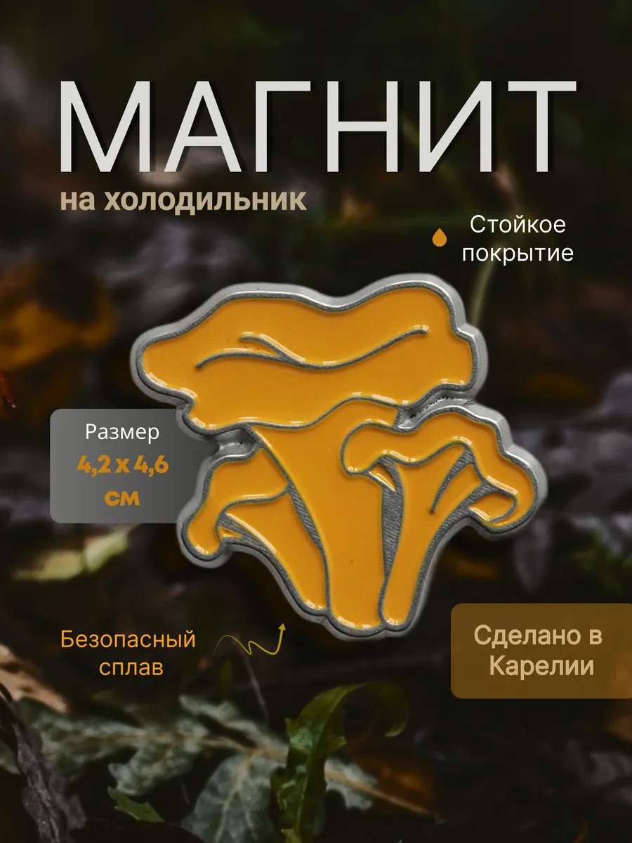Магнит на холодильник Грибочек Лисички Металлические