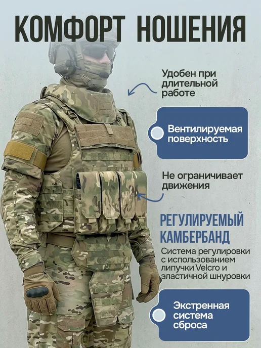 Бронежилет Universal Armor тактический мультикам с плитами, зеленый, фото 3