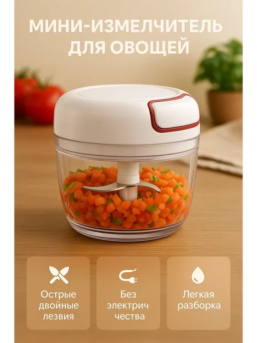IWBMHL Мини измельчитель овощей и фруктов, лука и чеснока, белый, фото 2