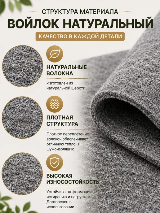 Войлок натуральный для бани утеплитель 200х85, 800г м3, 150x85, 1,3 кг, фото 2
