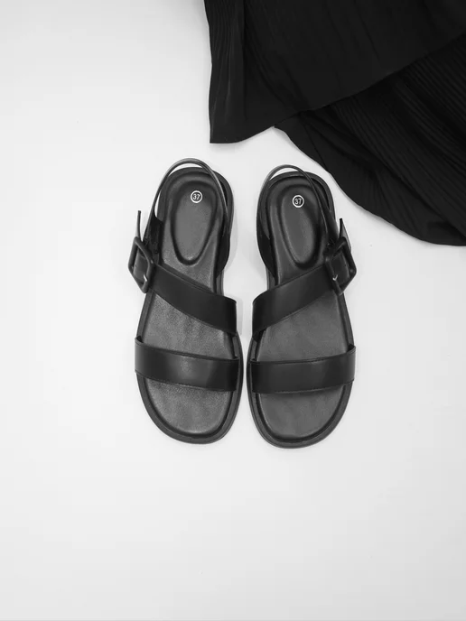 SEMIDALI Сандалии из экокожи с застежкой-пряжкой, черный, фото 2