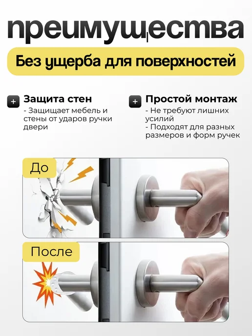 CARING PANDA Стоппер ограничитель на дверную ручку силиконовый, белый, фото 2