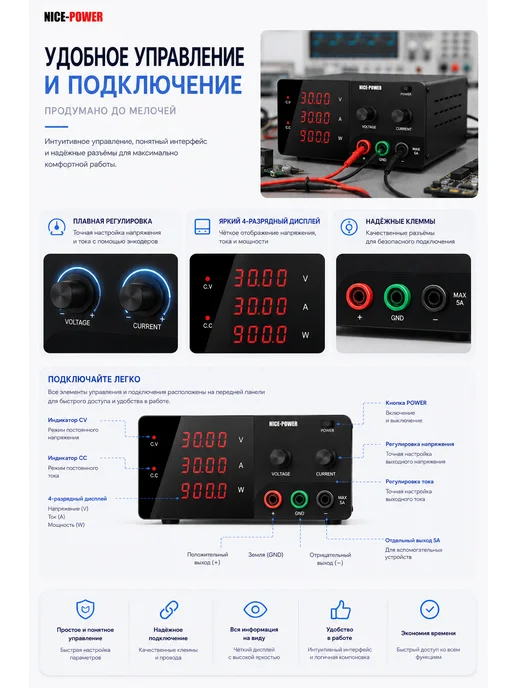 Nice-Power Лабораторный блок питания R-SPS3030-232 (900W), 900 Вт, фото 7