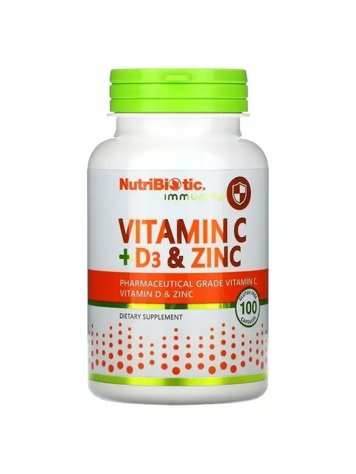 NutriBiotic Витамин C с витамином D3 и цинком, 100 капсул, вариант