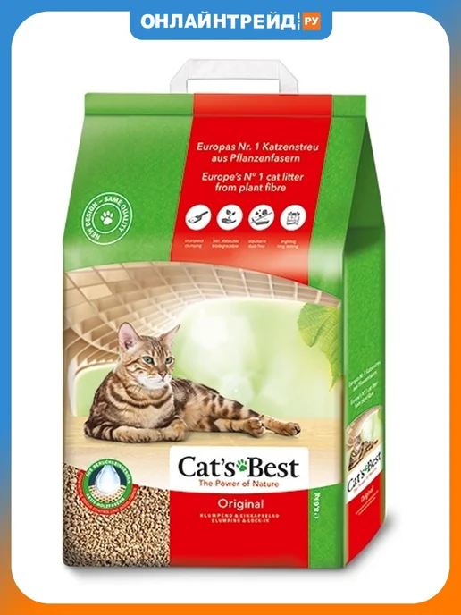 Cat's Best Eko plus древесный, комкующийся, 40л, 17,2кг, 8,6 кг