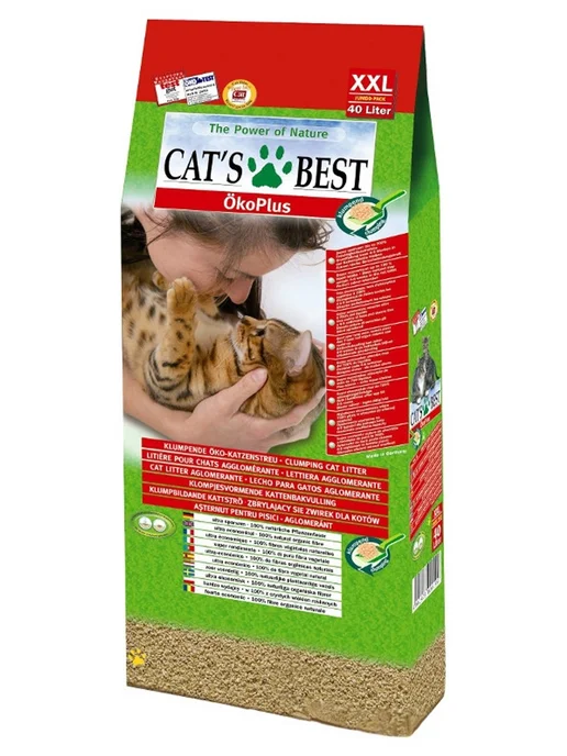 Cat's Best Eko plus древесный, комкующийся, 40л, 17,2кг, 40 л, 17,2 кг, фото 2