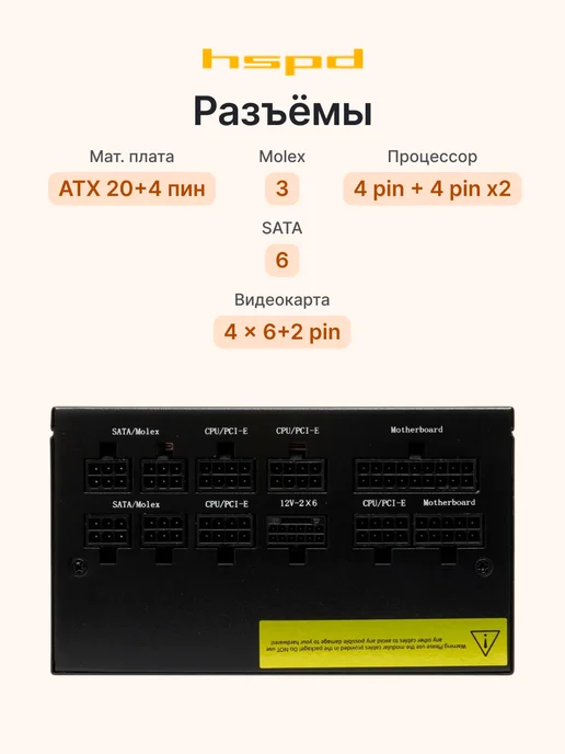 HSPD Блок питания для компьютера 1200W HST-1200GF-BK 80+ Gold, 1200 Вт, фото 3