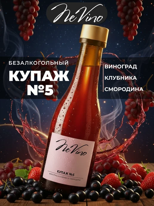 NeVino Безалкогольное вино Купаж №5 клубника смородина 200 мл, 200 мл, фото 6
