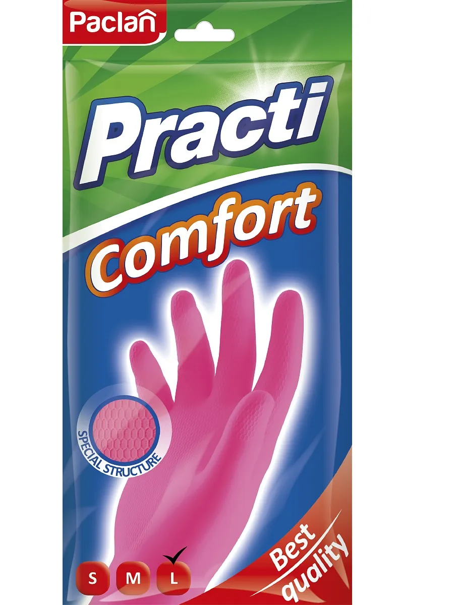 Перчатки резиновые Practi Comfort, размер L, 1 пара