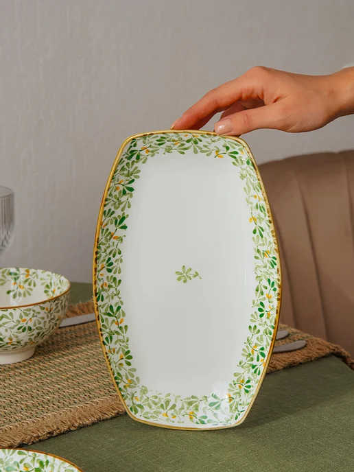 Тарелка сервировочная 30×18 см фарфоровая, 30x18 см, фото 4