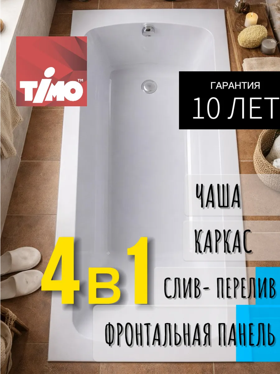 Ванна 4в1 RITTA 150х60 ванна, каркас, сифон, панель