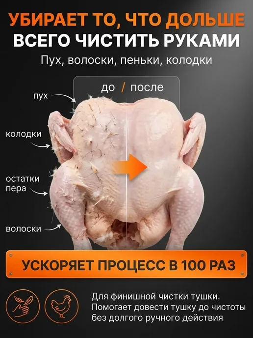 GEGOVIT Перосъемная машина для удаления перьев птицы для бройлеров, черный, фото 3