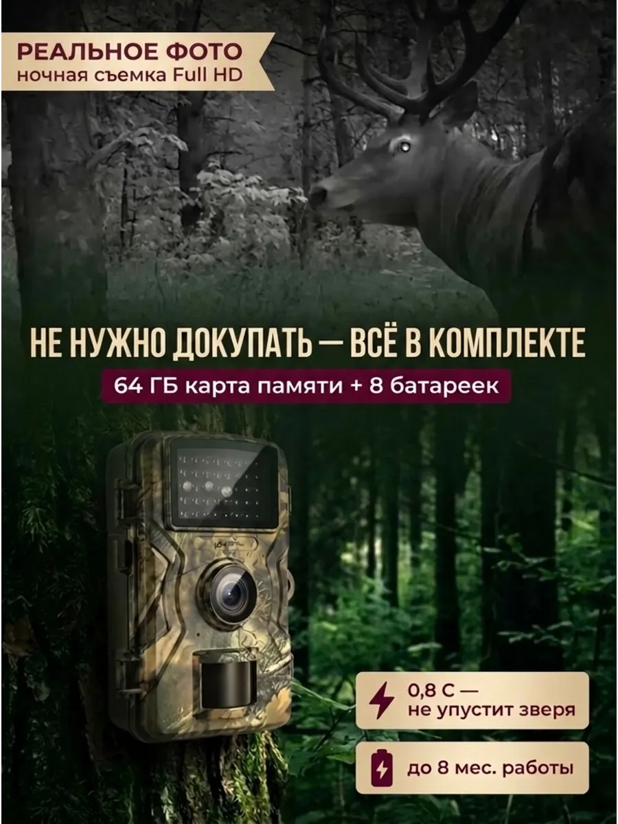 Фотоловушка для охоты и дачи с дисплеем и флешкой