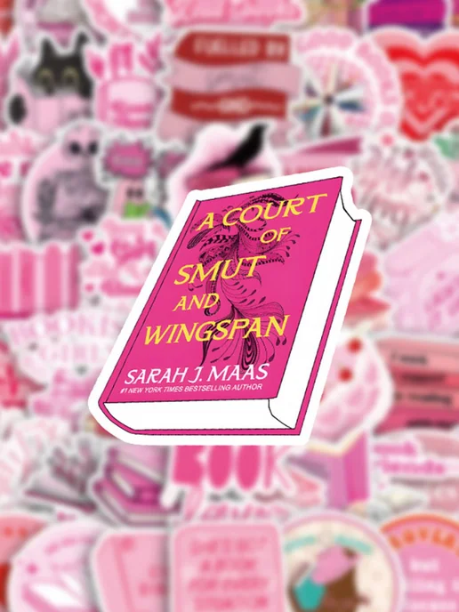 LAWE STICKERS Набор самоклеящихся виниловых наклеек Pink Bookish 60 шт, 60 шт, фото 3
