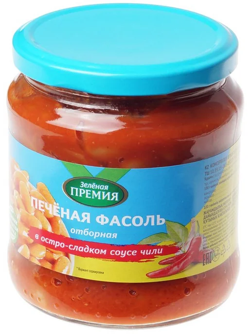 Фасоль печеная в остро-сладком соусе чили 480г, 480 г