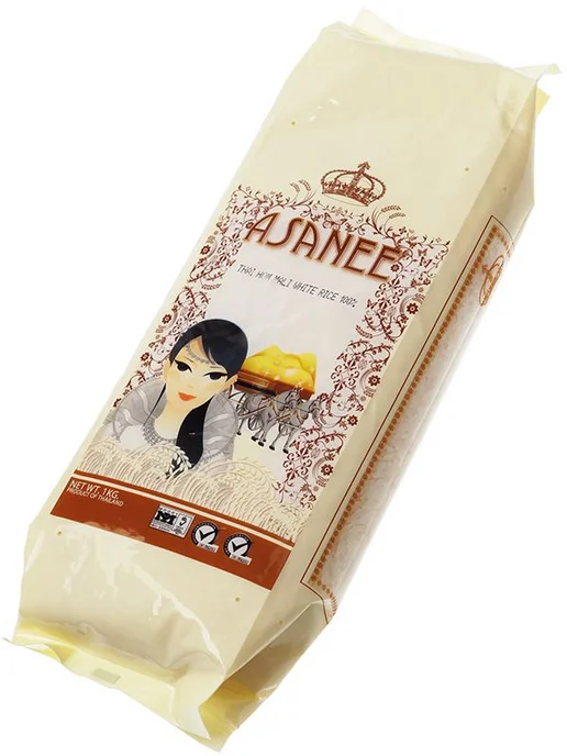 Рис Тайский жасминовый непропаренный Asanee 1кг, 1 кг, фото 2