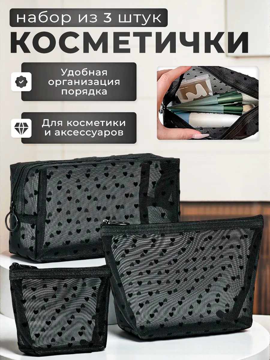 Набор косметичек в сетку