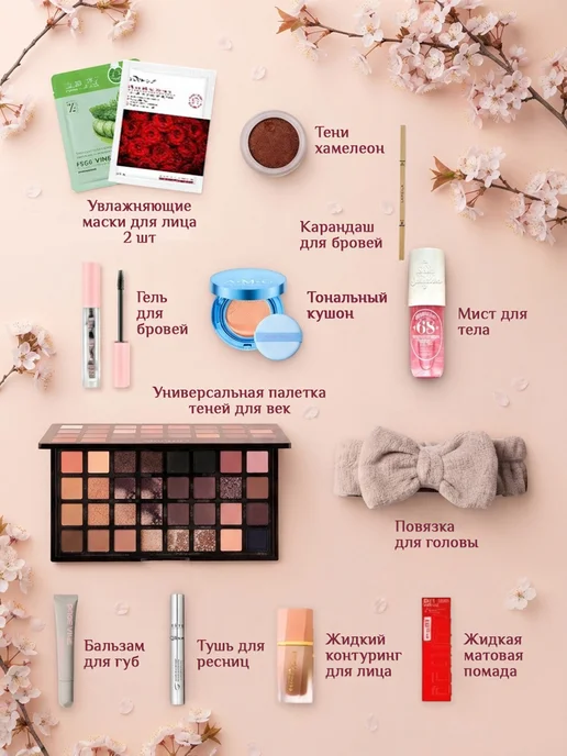 BLOOM BEAUTY BOX Набор косметики для макияжа подарочный для женщин, розовый, фото 2