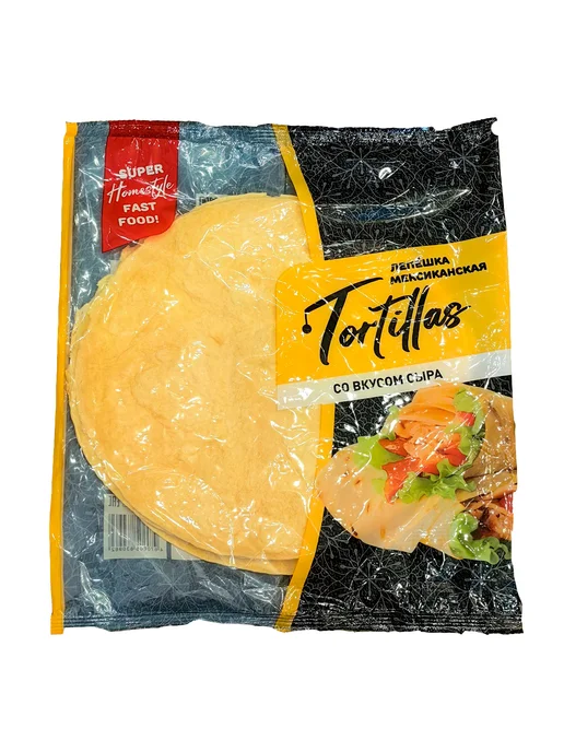 Лепешка мексиканская со вкусом сыра 4шт. размер 25см 276г, 4 шт, 276 г