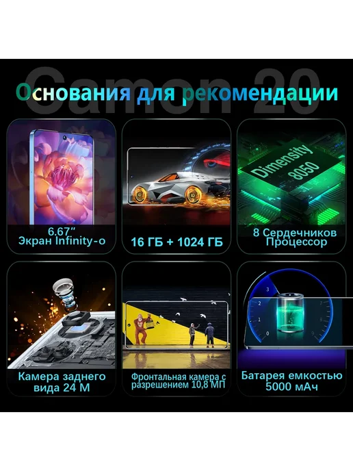 Смартфон VOVE Camon20 16/1024 ГБ, синий, фото 4