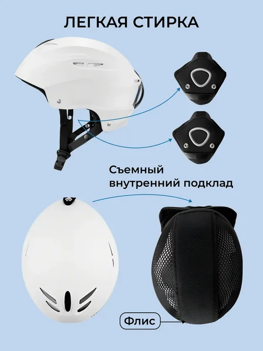 шлем горнолыжный, белый, фото 3