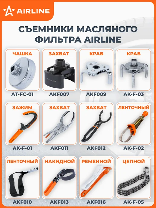 AIRLINE Съемник 2 шт масляного фильтра PRO 60-80мм, 2 шт, фото 7