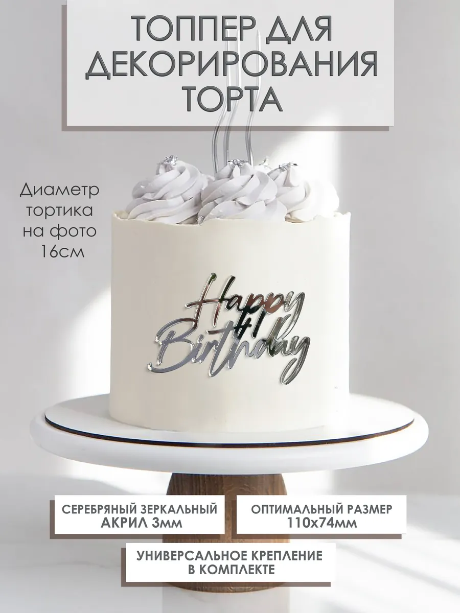 Топпер на торт Happy Birthday