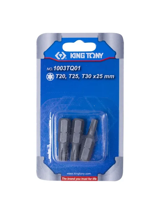 KING TONY Набор вставок (бит) 1 4", Torx, Т20, Т25, Т30, 3 предмета 10, серый, фото 2