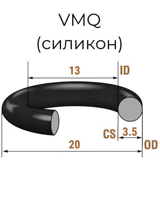 Кольцо уплотнительное 13x20х3.5 VMQ50 силикон 5 шт, 13x20x3.5, 5 шт, фото 2