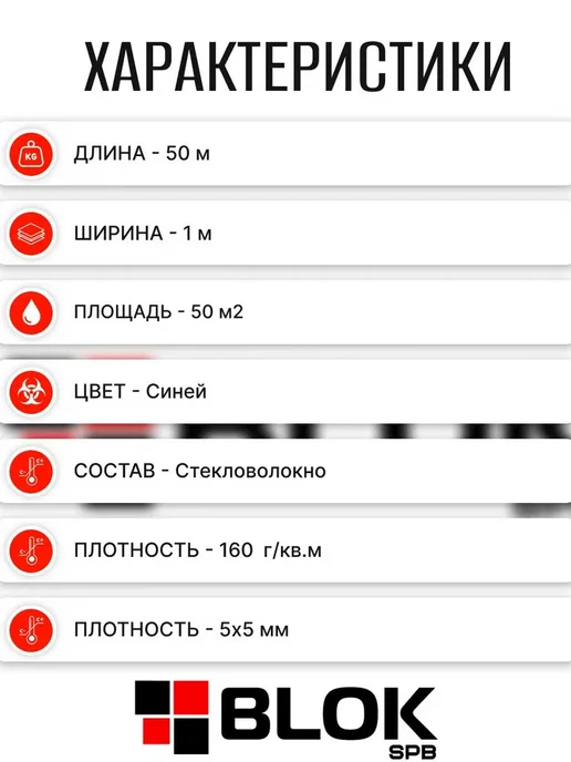 Oxiss Сетка фасадная 5*5 160 г м2 (1х50м) стеклотканевая синяя, 5x5, 160 г, фото 2