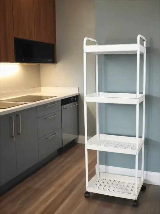 A Home Dream Этажерка полка напольный на колесиках универсальный, белый, фото 7