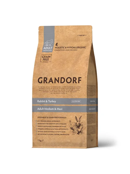 Сухой корм Grandorf' Dog Med для собак, крупные, индейка, кролик, 1 кг, фото 3