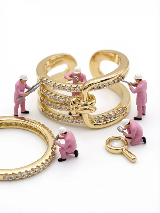 Tiffany Кольцо женское бижутерия безразмерное узел, желтый, фото 2