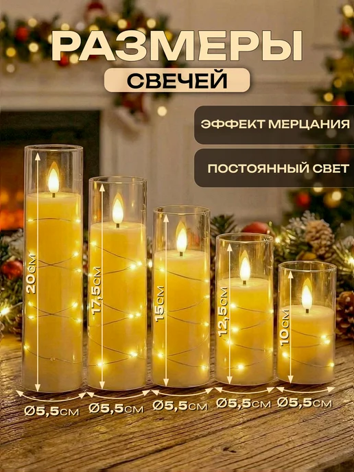 Hit-House Свечи светодиодные мерцающие 5 шт с пультом управления, 5 шт, фото 3