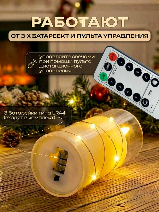 Hit-House Свечи светодиодные мерцающие 5 шт с пультом управления, 5 шт, фото 5