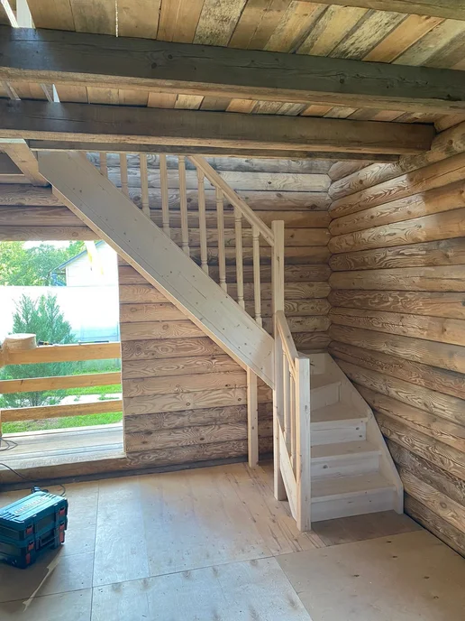 StairShop Лестница деревянная межэтажная проем 770х2447 мм (левая), 1150x1525 мм, фото 6