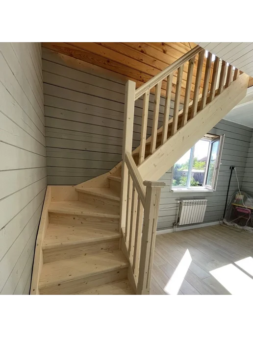 StairShop Лестница деревянная межэтажная проем 770х2447 мм (правая), 1150x1525 мм, фото 6