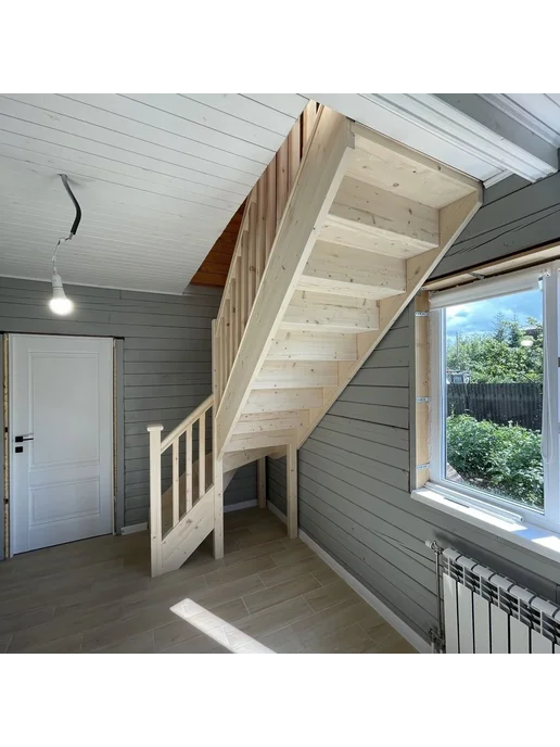 StairShop Лестница деревянная межэтажная проем 770х2447 мм (правая), 1150x1525 мм, фото 8