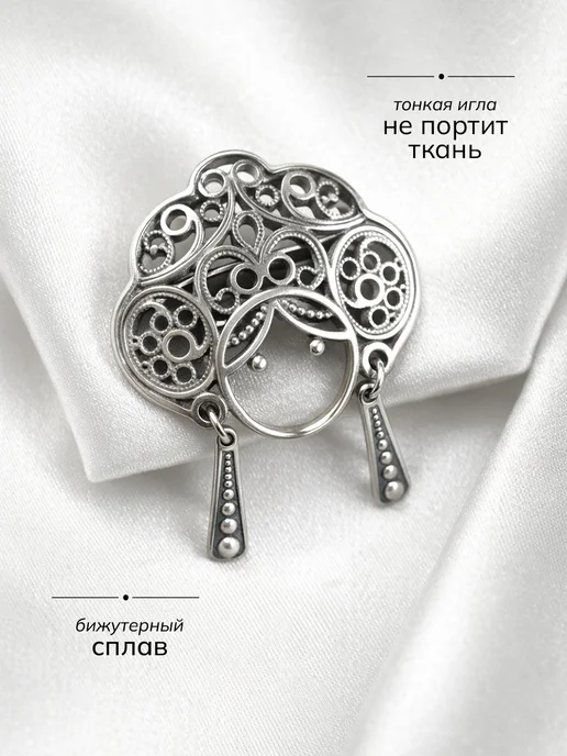 TYRADA Брошь матрешка в кокошнике оригинальная, серый, фото 4