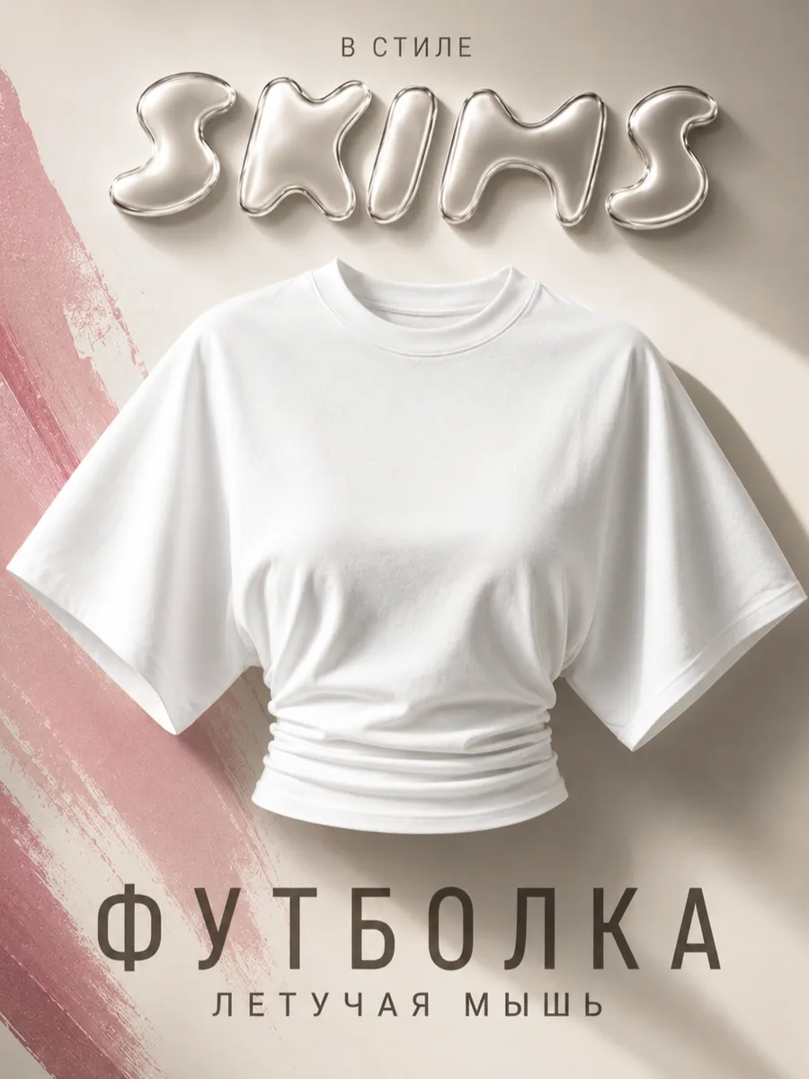 Футболка с широкими рукавами летучая мышь