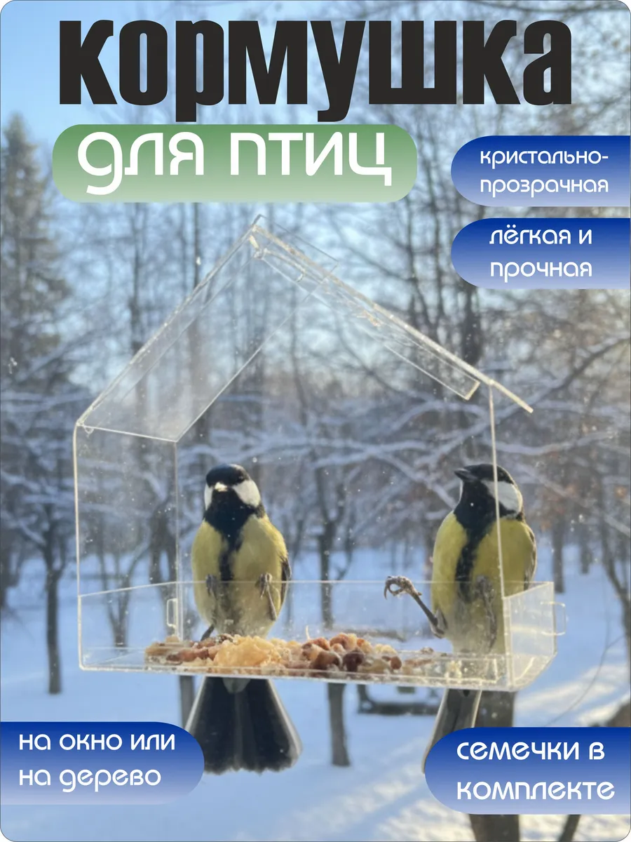 Кормушка для птиц на окно уличная прозрачная