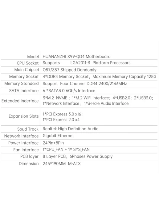 Huananzhi Материнская плата комплект X99-QD4 Xeon E5 2667V4 32 ГБ, 32 ГБ, фото 3