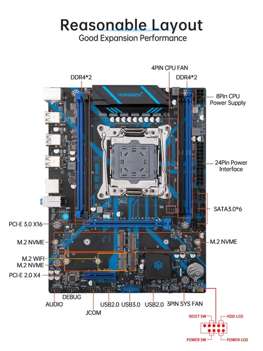 Huananzhi Материнская плата комплект X99-QD4 Xeon E5 2667V4 32 ГБ, 32 ГБ, фото 7