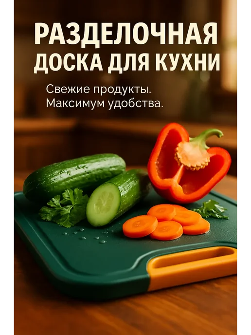 ded Moroz 2 разделочная доска кухонная антискользящая большая удобная, зеленый, фото 3