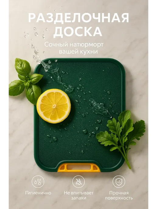 ded Moroz 2 разделочная доска кухонная антискользящая большая удобная, зеленый, фото 6