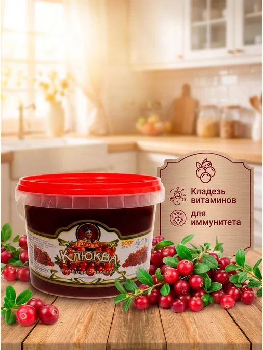 Юлианна ягода Ягода протертая Клюква, 900 гр, 900 г, фото 4
