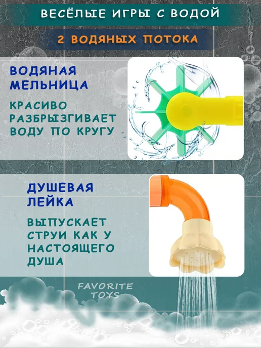 Favorite Toys Игрушка для купания в ванной фонтан на присосках, голубой, фото 4